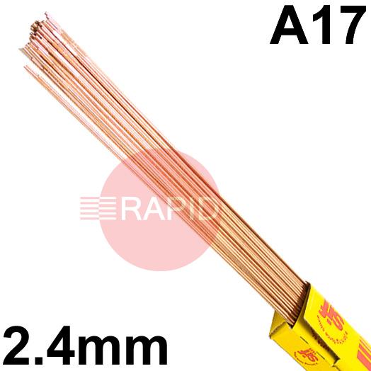 RA172450  SIFSteel A17 Steel Tig Wire, 2.4mm Diameter x 1000mm Cut Lengths - BS 2901 Pt1 : A17 EN ISO 636-A : 2008 W2Si Z. 5.0kg Pack