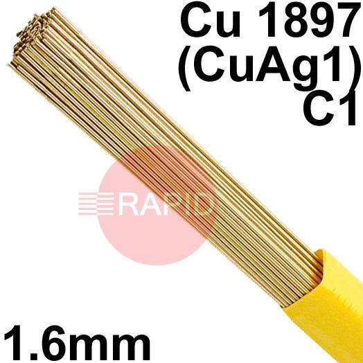 RO071625  SIFSILCOPPER No 7 1.6mm Tig Wire, 2.5kg Pkt - EN 14640: Cu 1897 (CuAg1), BS: 1453: C1