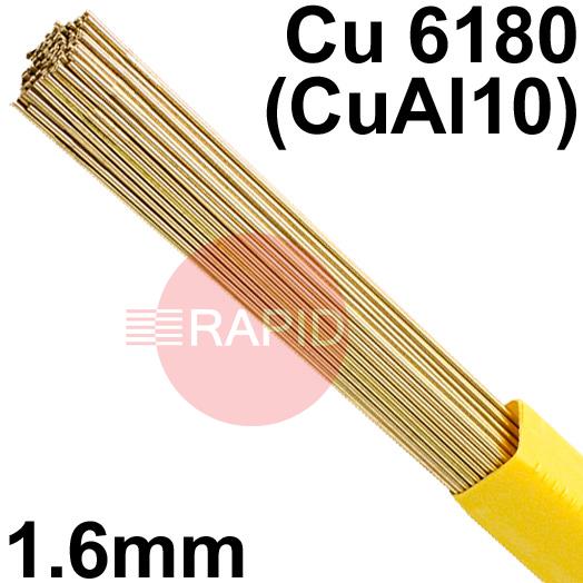 RO321601  SIFALBRONZE No 32 90/10 Aluminium Bronze Tig Wire, 1.6mm Diameter x 1000mm Cut Lengths - AWS A5.7: ERCu AL-A2. 1.0kg Pack