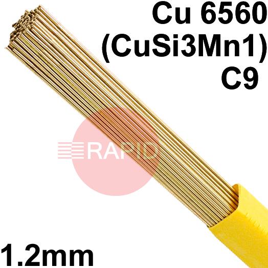 RO961201  SIFSILCOPPER No 968 Copper Tig Wire, 1.2mm Diameter x 1000mm Cut Lengths - EN 14640: Cu 6560 (CuSi3Mn1), BS: 2901: C9. 1.0kg Pack