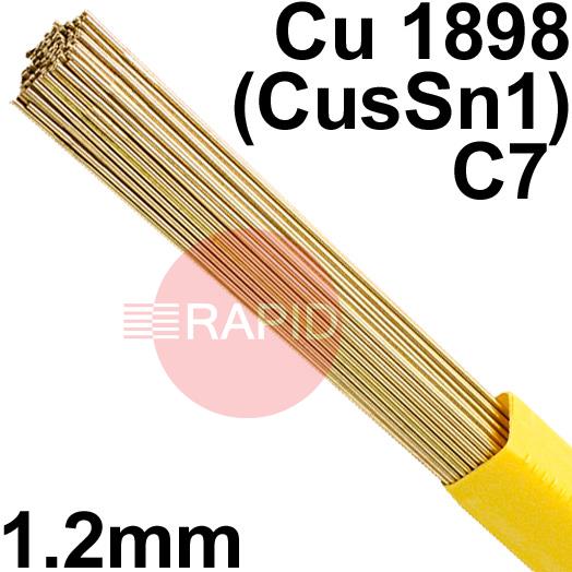 RO981201  SIFSILCOPPER No 985 Copper Tig Wire, 1.2mm Diameter x 1000mm Cut Lengths - ISO 24373: Cu 1898 (CusSn1), BS 2901: C7. 1.0kg Pack