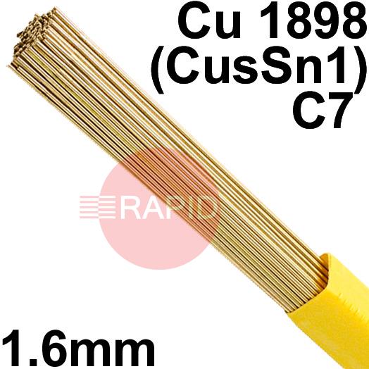 RO981601  SIFSILCOPPER No 985 Copper Tig Wire, 1.6mm Diameter x 1000mm Cut Lengths - ISO 24373: Cu 1898 (CusSn1), BS 2901: C7. 1.0kg Pack