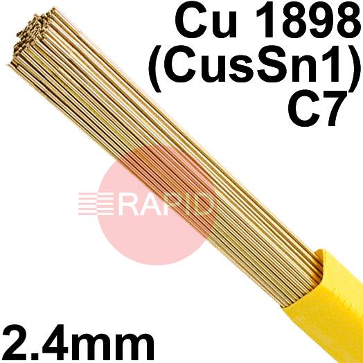 RO982401  SIFSILCOPPER No 985 Copper Tig Wire, 2.4mm Diameter x 1000mm Cut Length - ISO 24373: Cu 1898 (CusSn1), BS 2901: C7. 1.0kg Pack