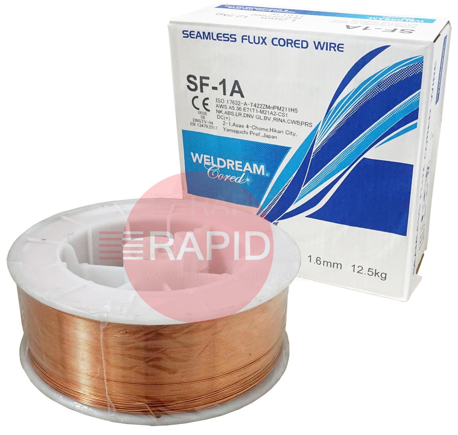 SF-1A16125  Nittetsu SF-1A, 1.6mm MIG Wire, 12.5Kg Reel, AWS A5.20 E71T-1M