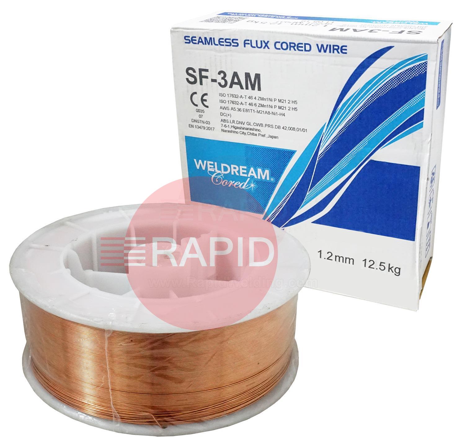 SF-3AM12125  Nittetsu SF-3AM, 1.2mm MIG Wire, 12.5Kg Reel, AWS A5.29: E81-T1-G