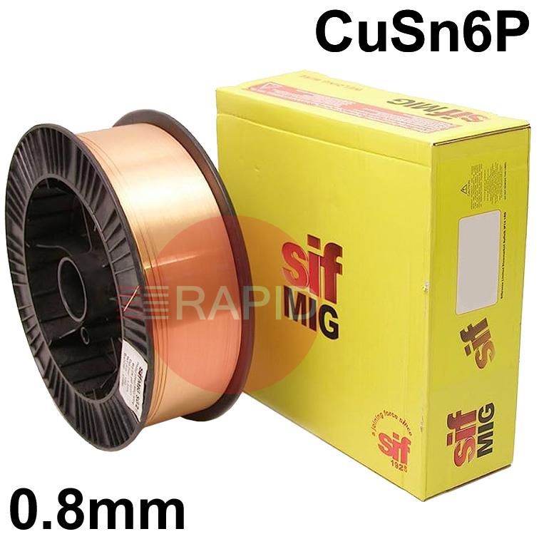 WO080807  Sifmig 8 phosphor bronze mig wire 0.8mm Dia 0.7kg Spl, ISO 24373 Cu 5180A (CuSn6p), BS: 2901 C11